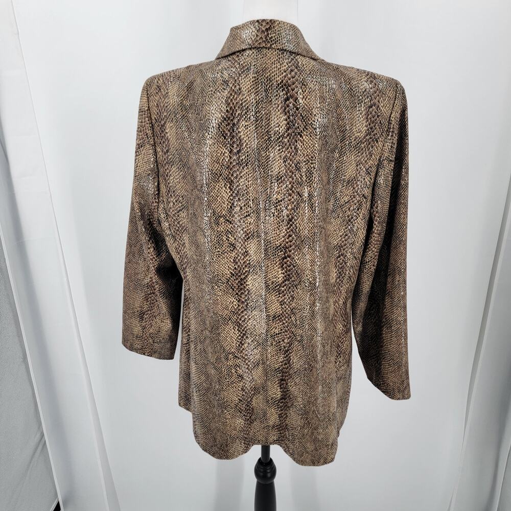 Harve Benard Blazer Womens 14W Faux Snakeskin Brown Black Lined Vintage - Picture 2 of 15